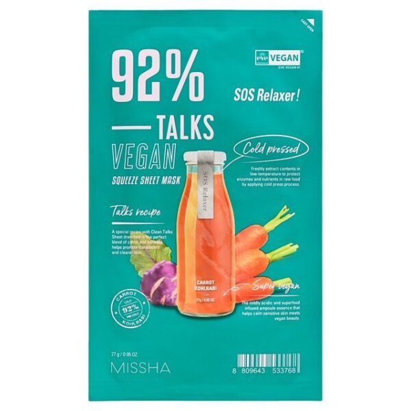 Avis Talks Vegan Squeeze Sheet Mask - 7 Types SOS Relaxer MISSHA